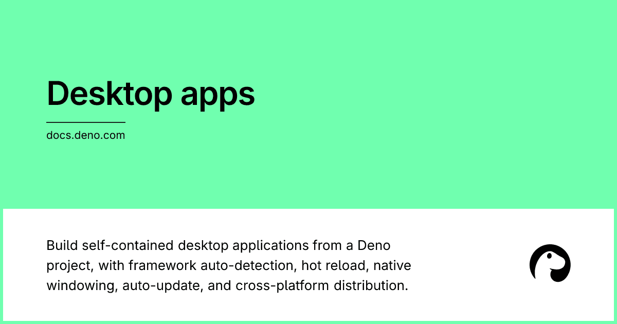 Deno Desktop 的示意图，展示一个桌面窗口内运行着 Deno 应用