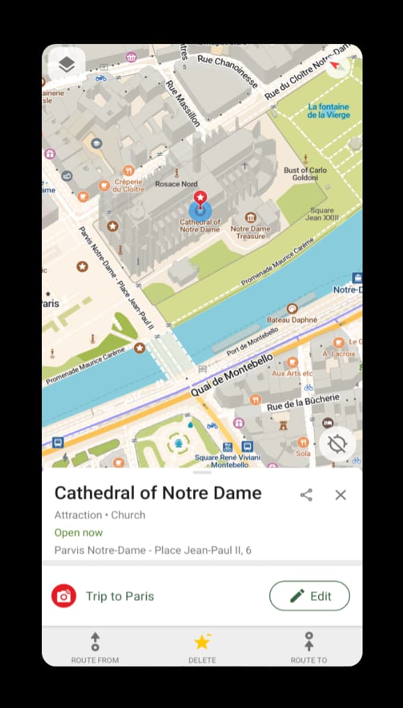 CoMaps 离线地图应用在手机上显示徒步路线